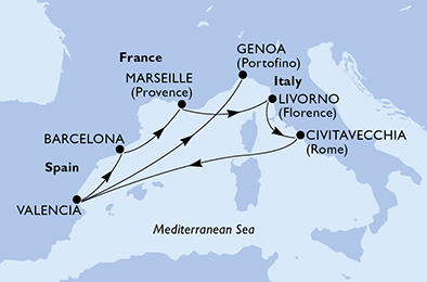 Mappa itinerario Mediterraneo