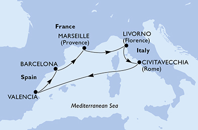 Mappa itinerario Mediterraneo