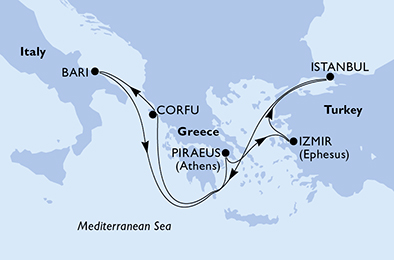 Mappa itinerario Mediterraneo