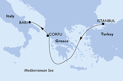 Mappa itinerario Mediterraneo