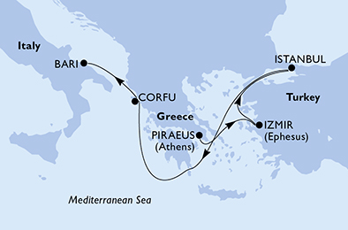 Mappa itinerario Mediterraneo