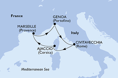Mappa itinerario Mediterraneo