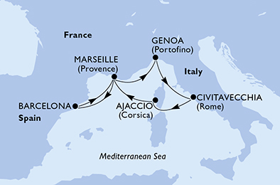 Mappa itinerario Mediterraneo