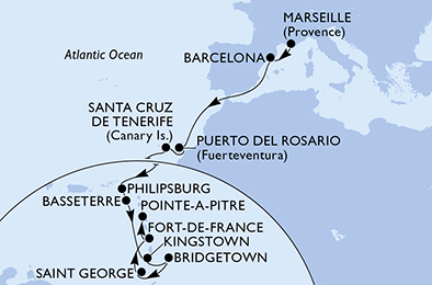 Mappa itinerario Portogallo, Spagna & Canarie