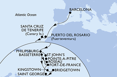 Mappa itinerario Portogallo, Spagna & Canarie