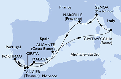 Mappa itinerario Mediterraneo
