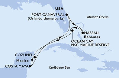 Mappa itinerario Caraibi & Antille