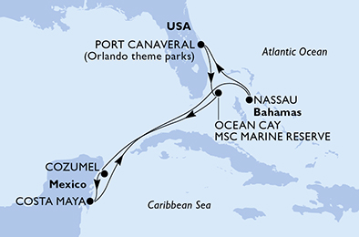 Mappa itinerario Caraibi & Antille