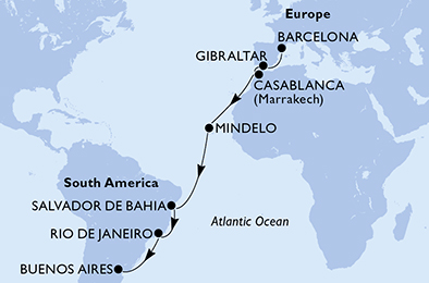 Mappa itinerario Giro del mondo