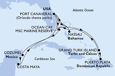 Mappa itinerario Caraibi & Antille