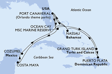 Mappa itinerario Caraibi & Antille