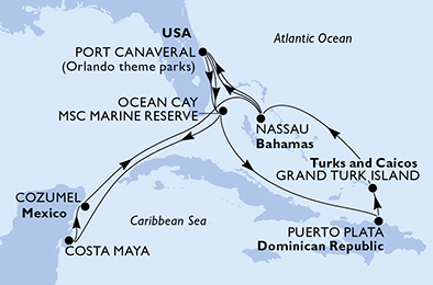 Mappa itinerario Caraibi & Antille