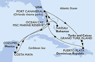 Mappa itinerario Caraibi & Antille