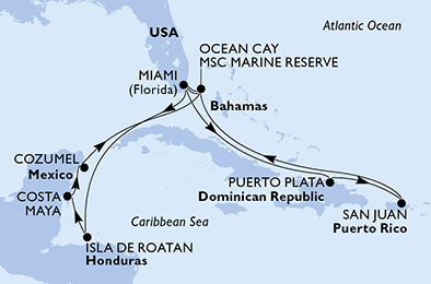 Mappa itinerario Caraibi & Antille