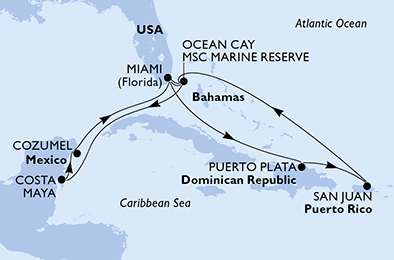 Mappa itinerario Caraibi & Antille