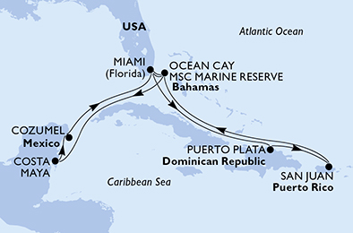 Mappa itinerario Caraibi & Antille