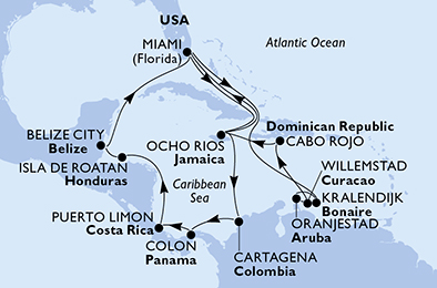 Mappa itinerario Caraibi & Antille