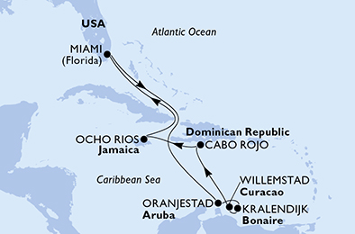 Mappa itinerario Caraibi & Antille
