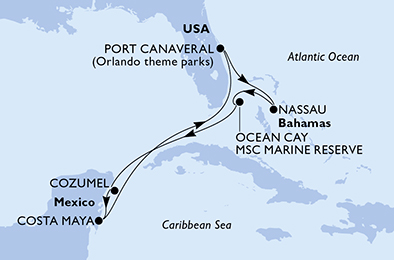 Mappa itinerario Caraibi & Antille