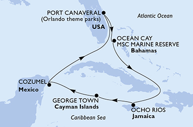 Mappa itinerario Caraibi & Antille