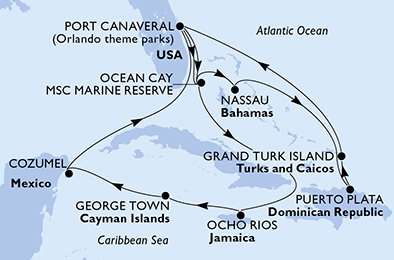 Mappa itinerario Caraibi & Antille
