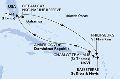 Mappa itinerario Caraibi & Antille