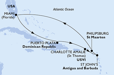 Mappa itinerario Caraibi & Antille