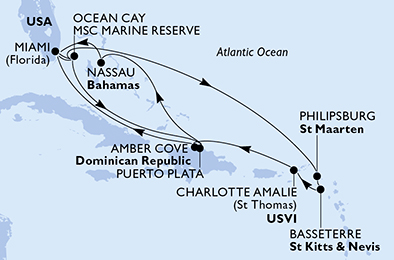 Mappa itinerario Caraibi & Antille