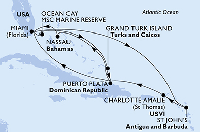 Mappa itinerario Caraibi & Antille