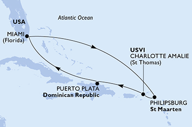 Mappa itinerario Caraibi & Antille