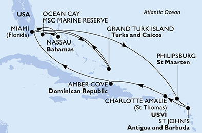 Mappa itinerario Caraibi & Antille