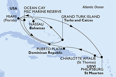 Mappa itinerario Caraibi & Antille
