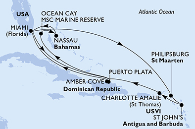 Mappa itinerario Caraibi & Antille