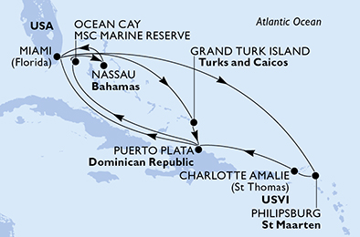 Mappa itinerario Caraibi & Antille
