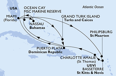 Mappa itinerario Caraibi & Antille