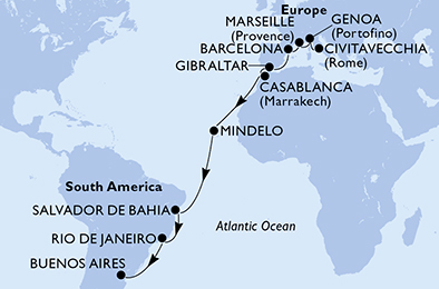 Mappa itinerario Giro del mondo