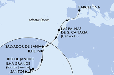 Mappa itinerario Portogallo, Spagna & Canarie