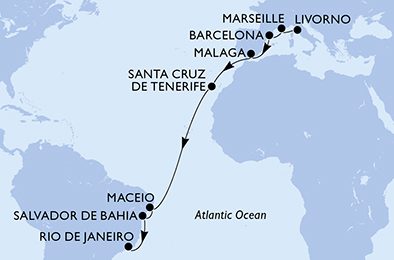 Mappa itinerario Portogallo, Spagna & Canarie