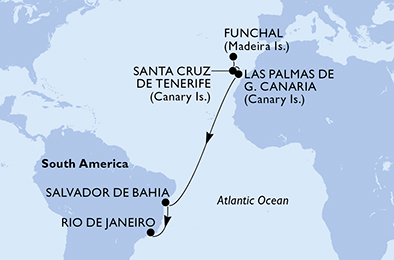 Mappa itinerario Portogallo, Spagna & Canarie