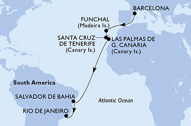 Mappa itinerario Portogallo, Spagna & Canarie